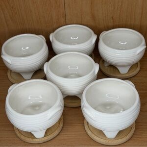 Small Ceramic Succulent Pots with Drainage Trays Set of 6